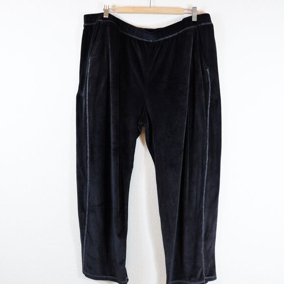 Cuddl Duds ClimateRight Cropped Comfy Lounge pants Elastic Waist Black Sz 2X - Picture 1 of 8